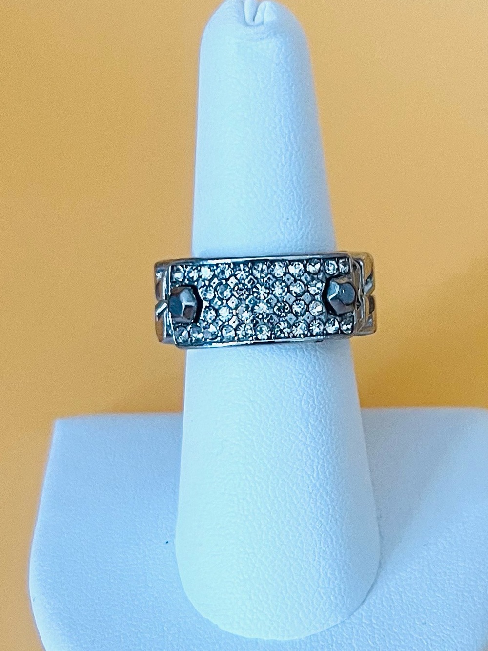 Stainless steel thumb Crystal Ring size 7.5